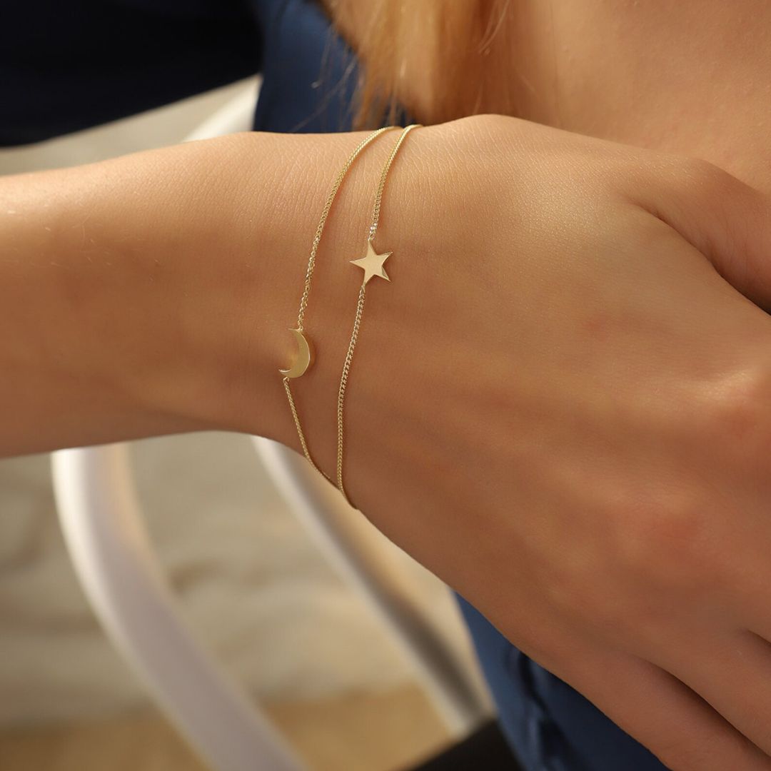 Minimalist Moon And Star Bracelet
