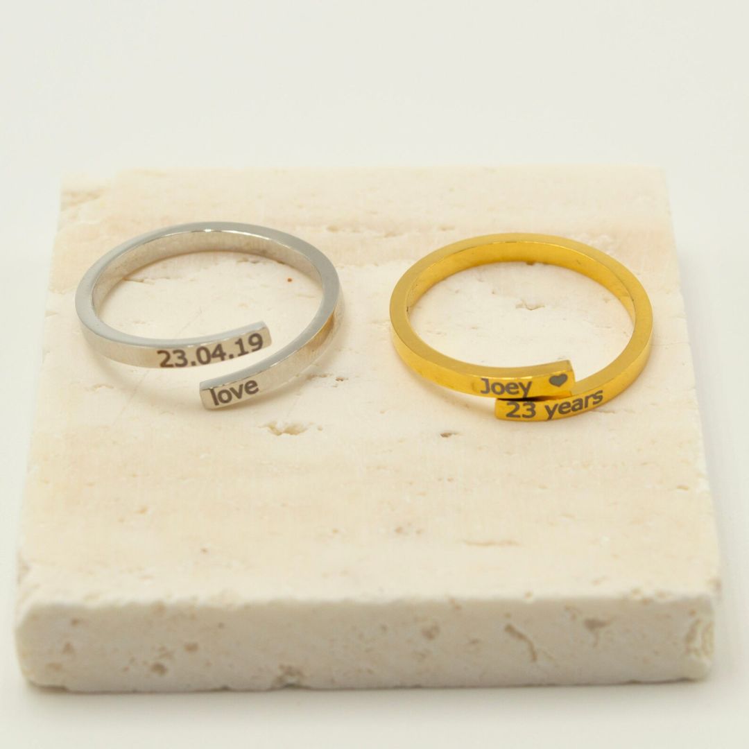 Adjustable Double Name Ring For Couples