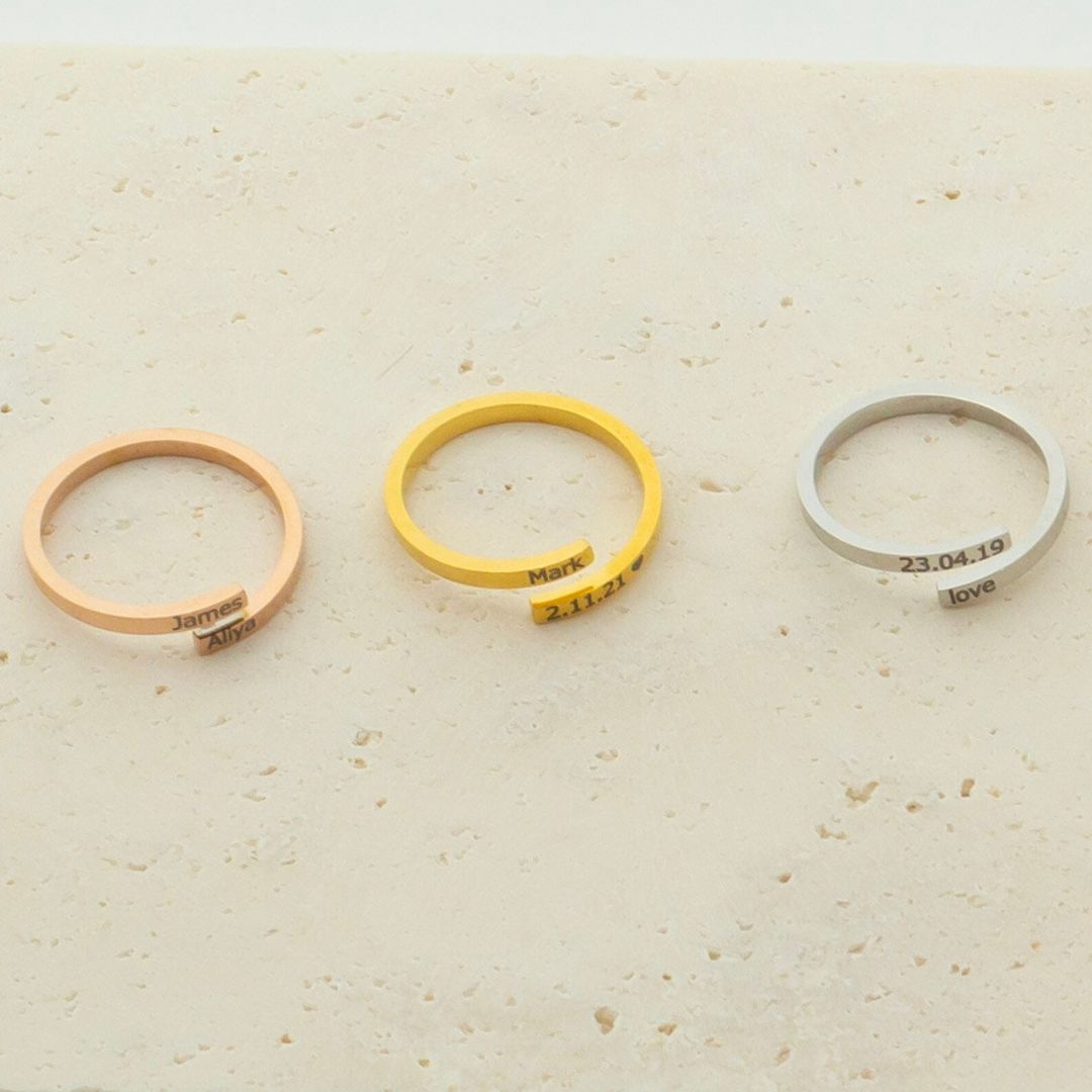 Adjustable Double Name Ring For Couples
