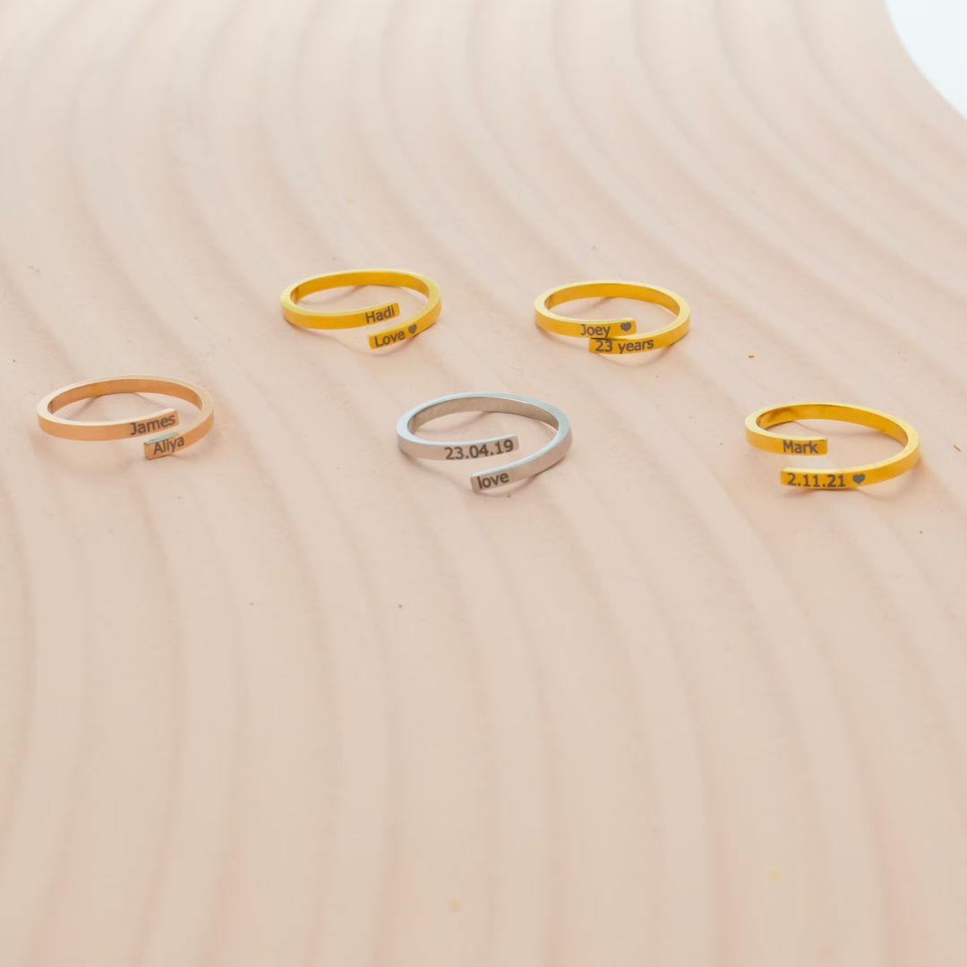 Adjustable Double Name Ring For Couples