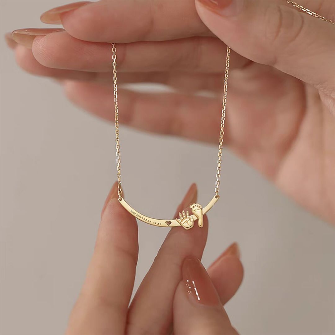 Baby Handprint and Footprint Necklace
