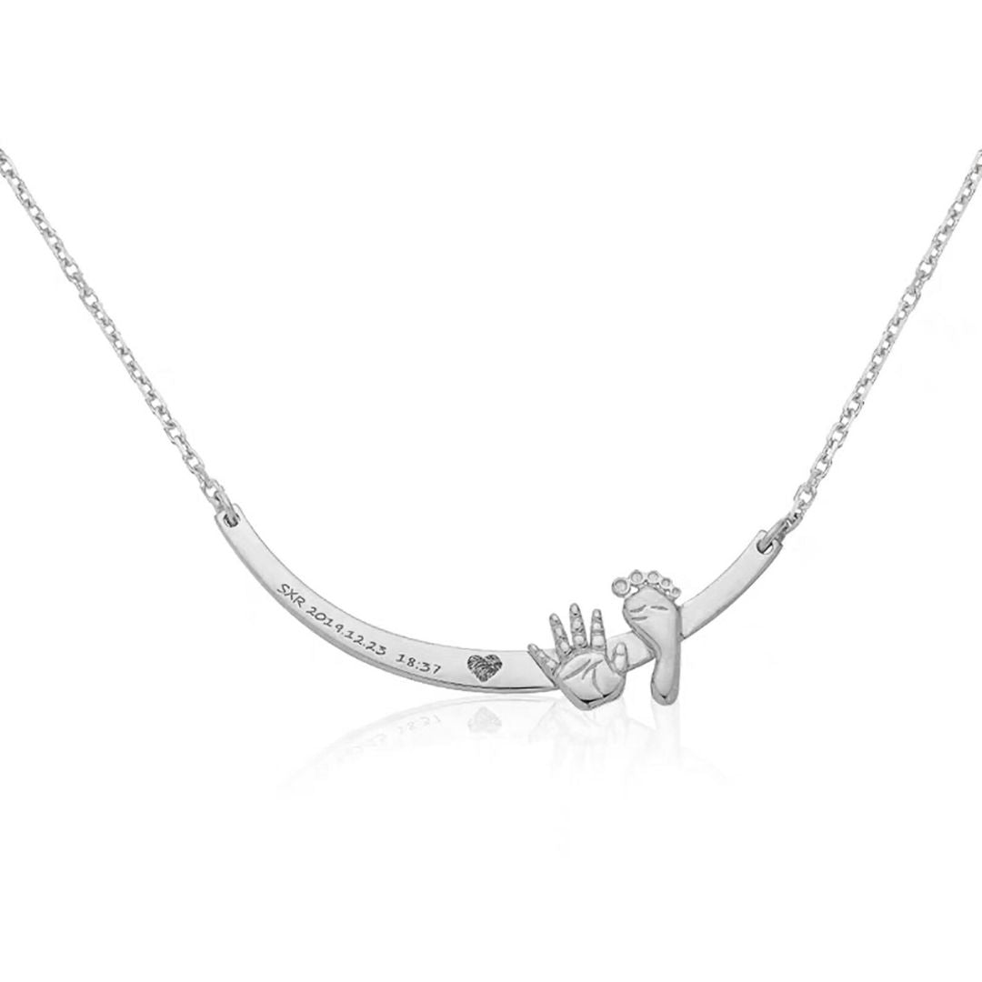 Baby Handprint and Footprint Necklace
