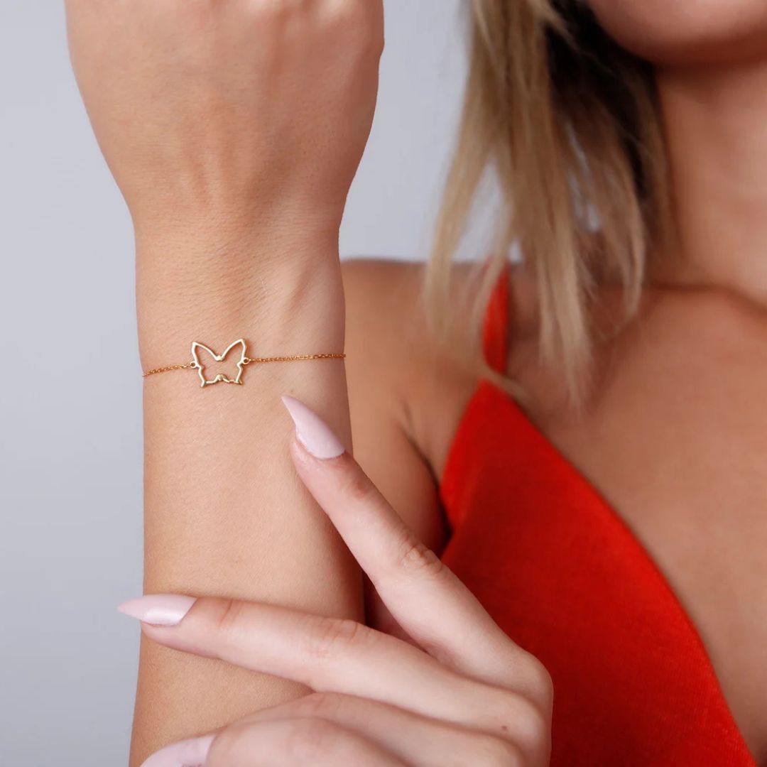 Minimalist Butterfly Silver Charm Bracelet