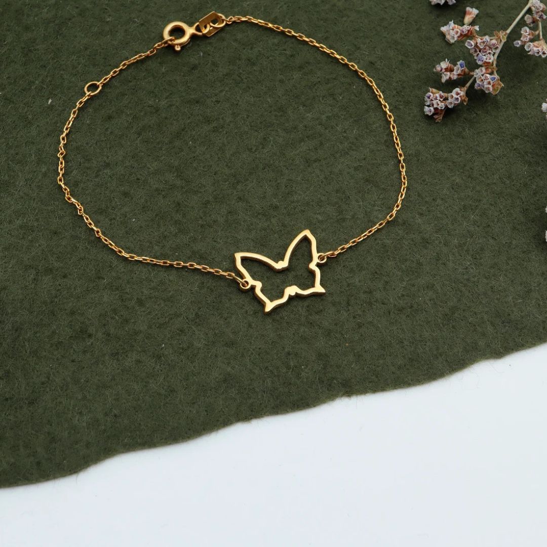 Minimalist Butterfly Silver Charm Bracelet