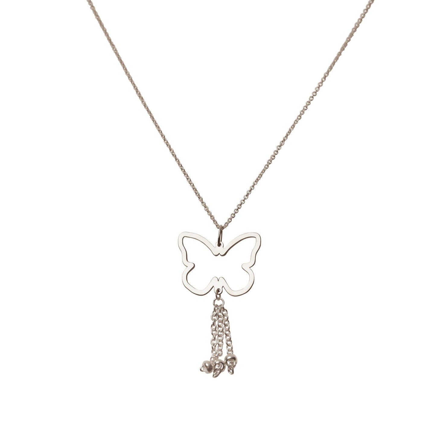 Butterfly With Tail Pendant Necklace