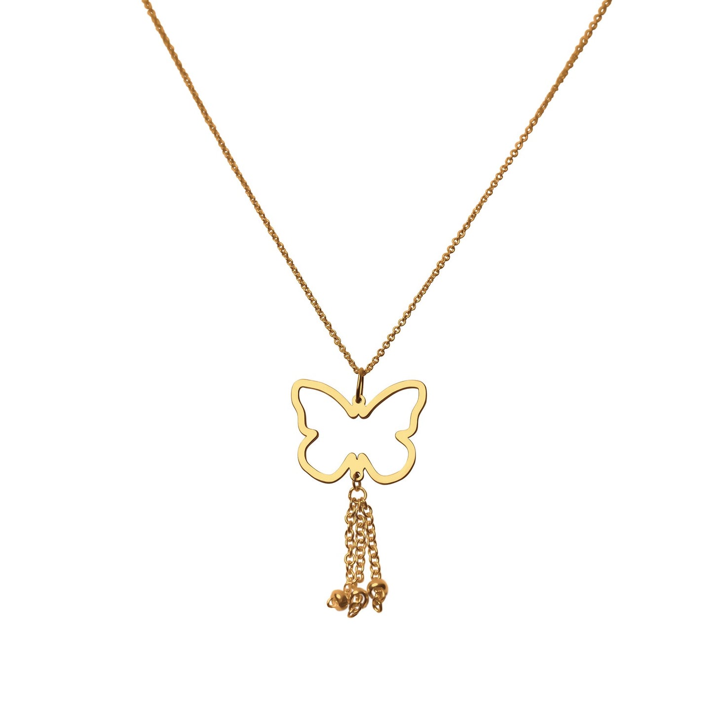 Butterfly With Tail Pendant Necklace