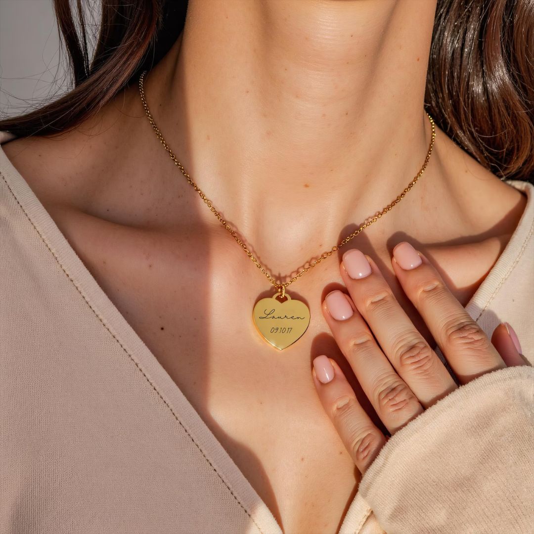 Custom Engraved Heart Name Necklace