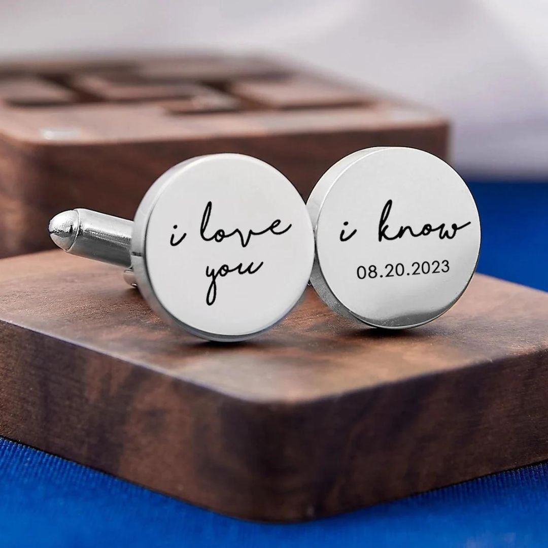 Custom Engraved Text Cufflink For Men