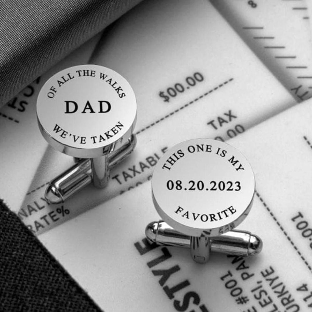 Custom Engraved Text Cufflink For Men