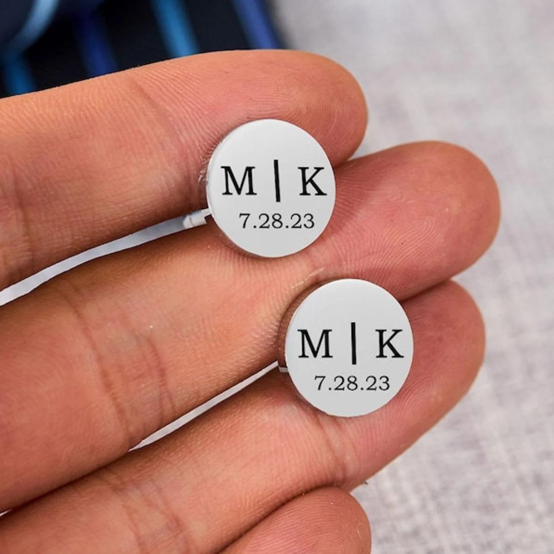 Custom Engraved Text Cufflink For Men