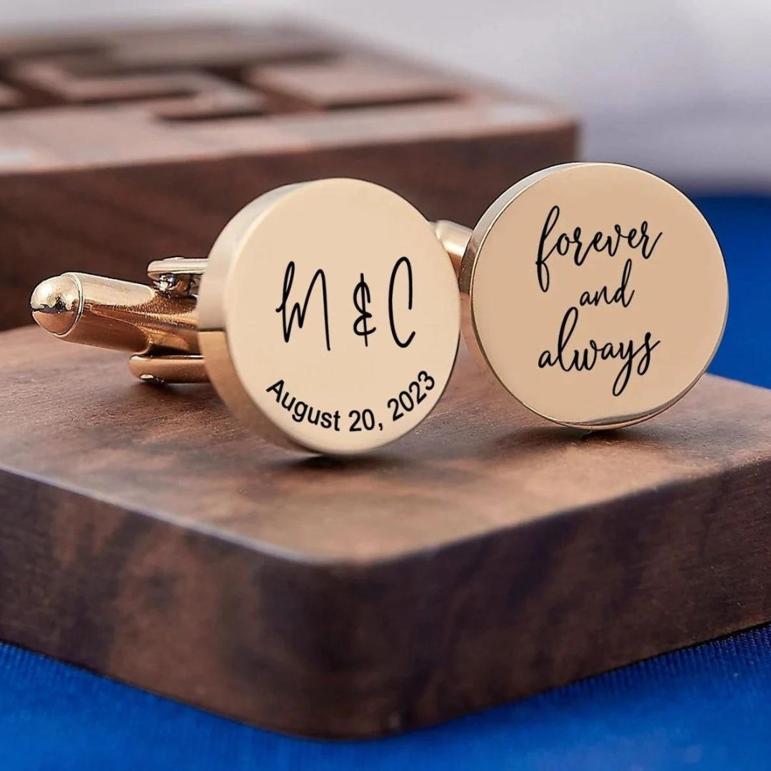 Custom Engraved Text Cufflink For Men