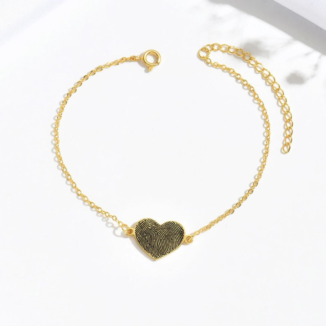 Custom Heart Shaped Fingerprint Bracelet