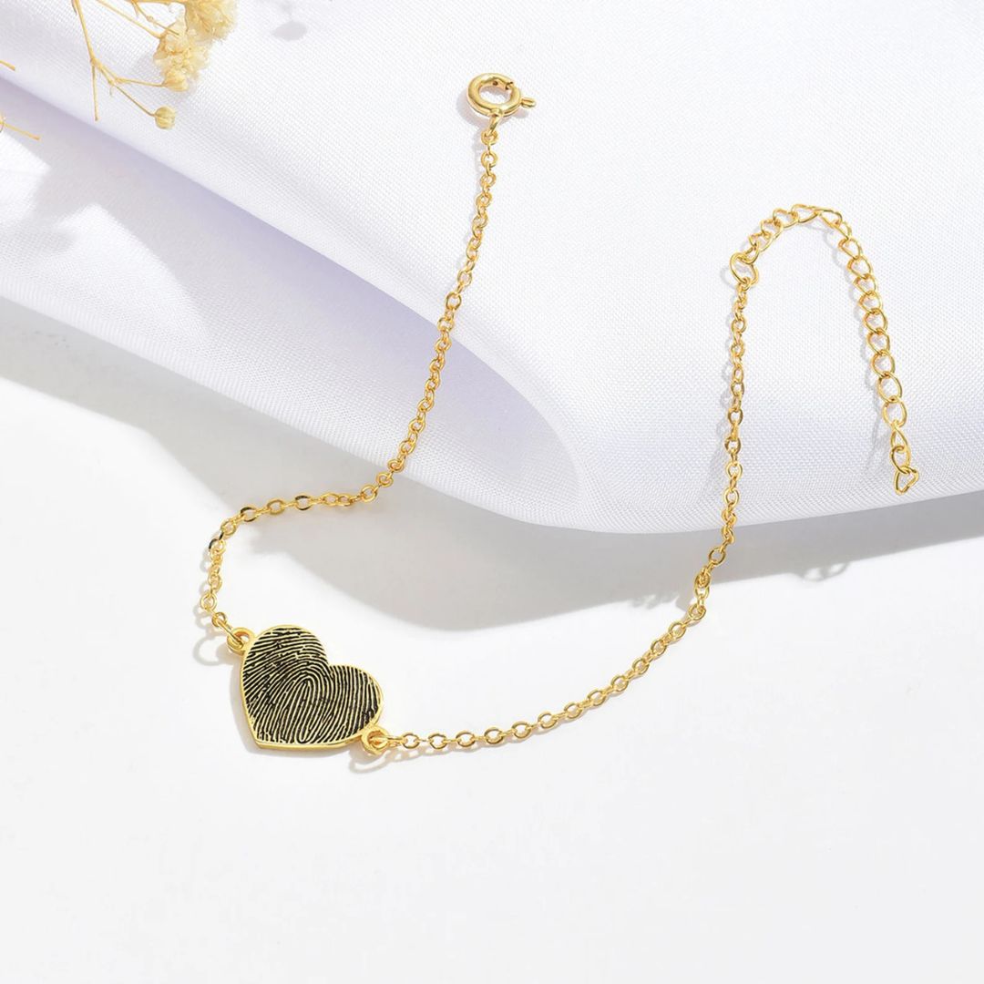 Custom Heart Shaped Fingerprint Bracelet