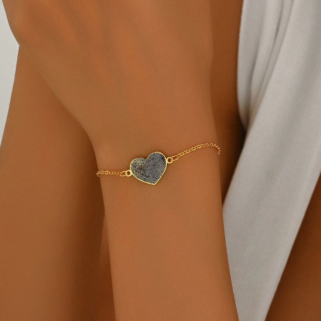 Custom Heart Shaped Fingerprint Bracelet