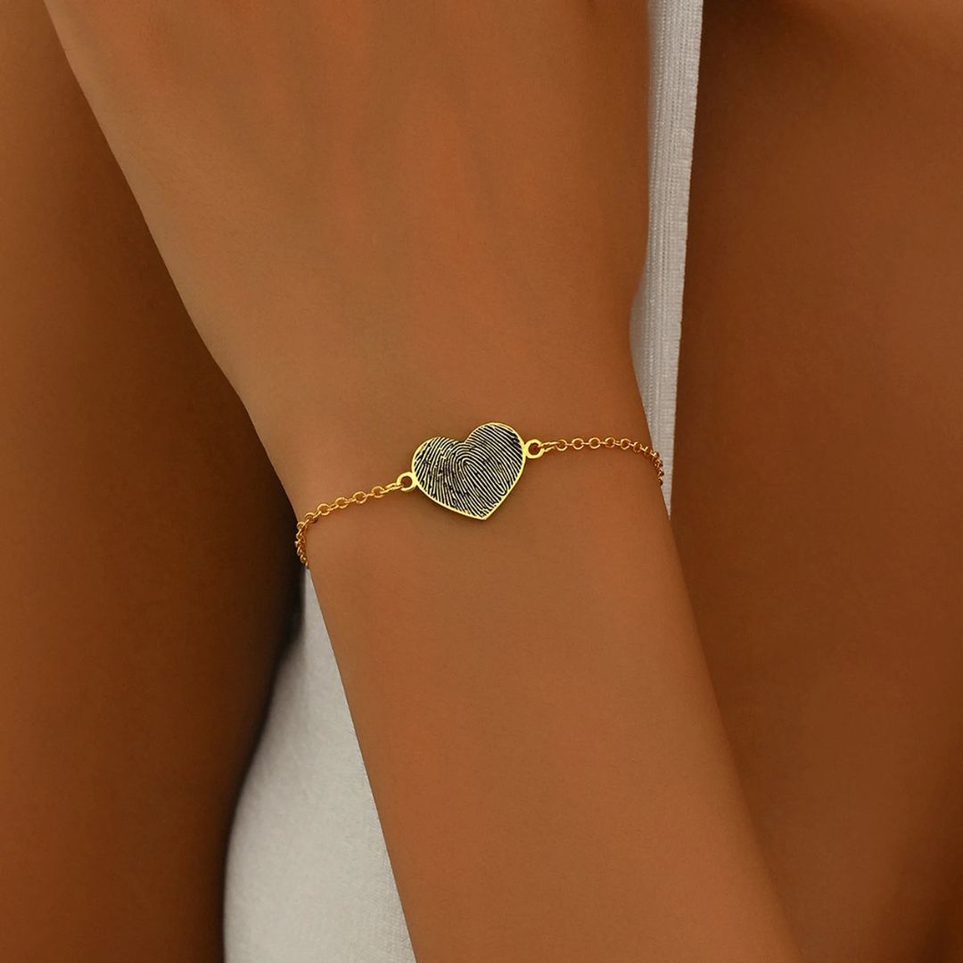 Custom Heart Shaped Fingerprint Bracelet