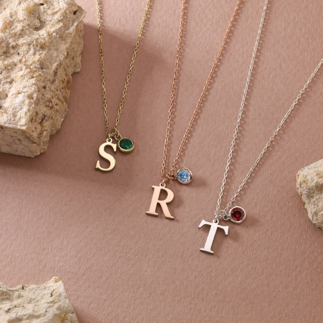 Custom Initial With Birthstone Necklace
