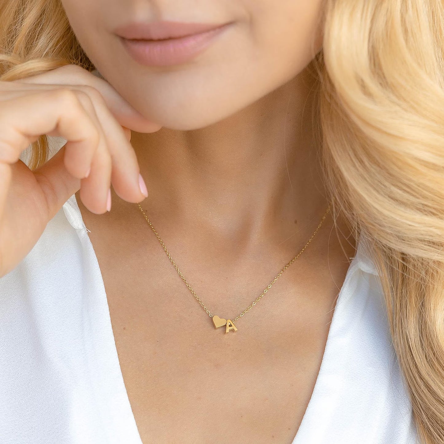 Custom Initial With Heart Necklace