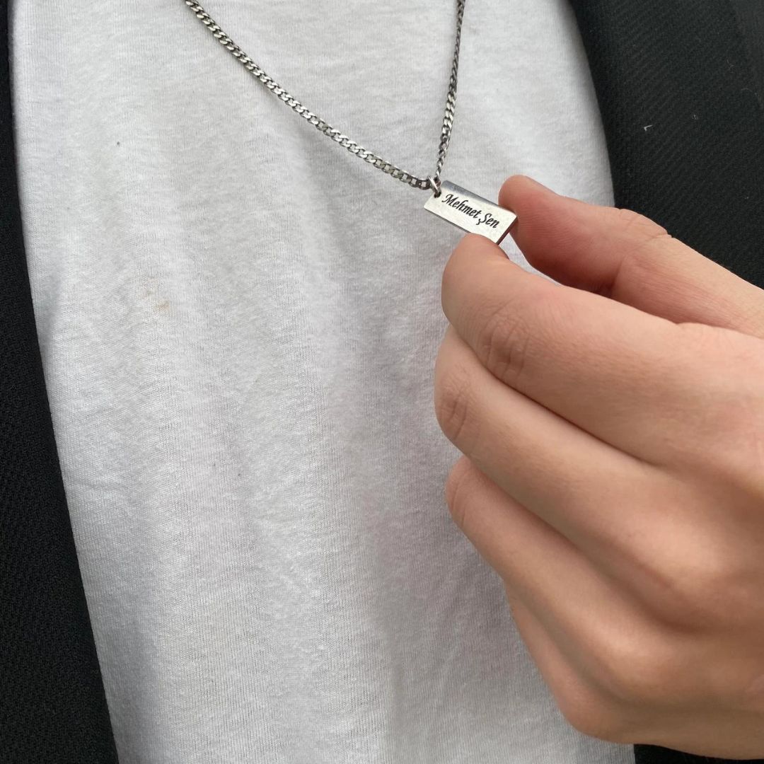 Custom Men Name Bar Necklace- Men's Jewelry