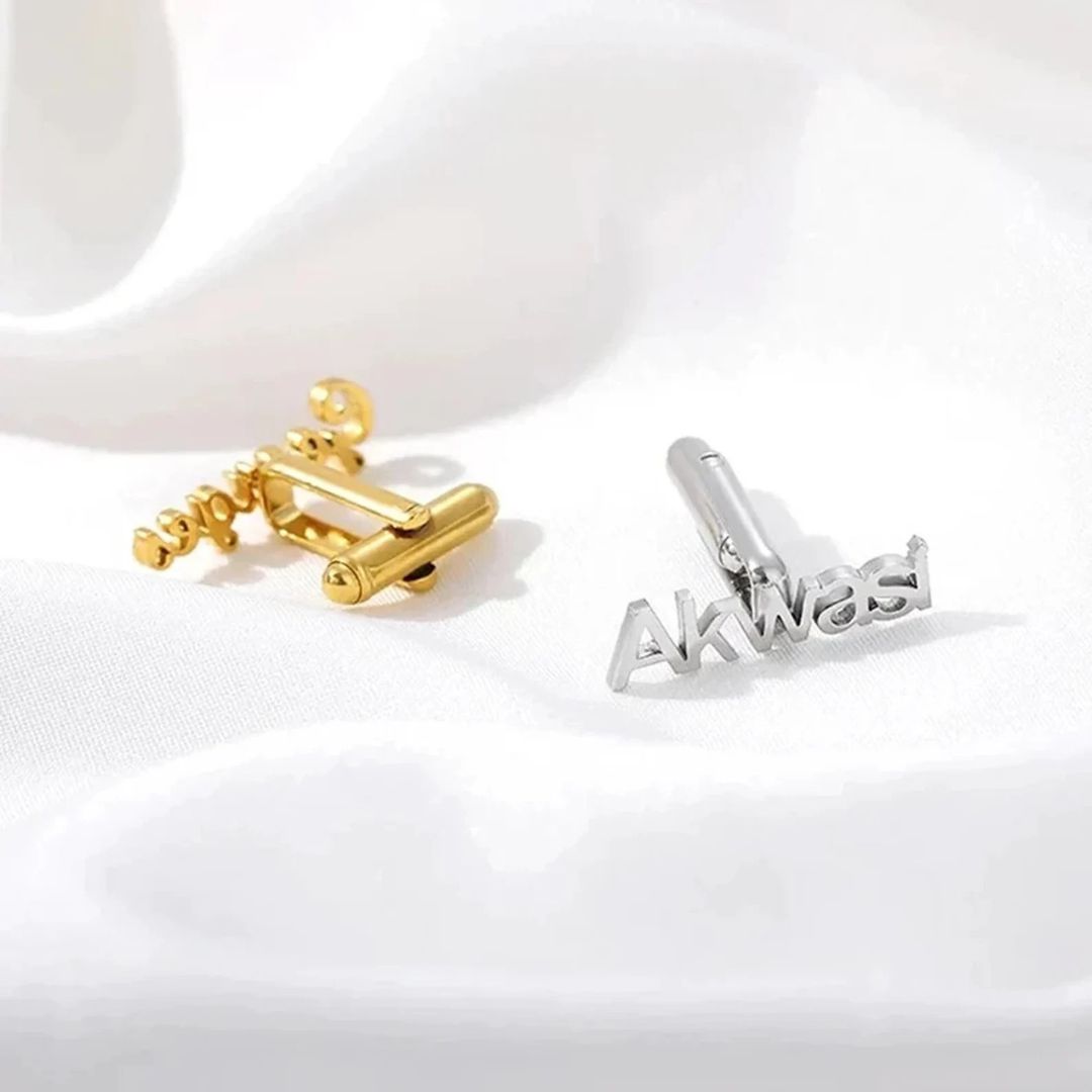 Custom Men's Shirt Cufflinks Personalized Name Cufflinks