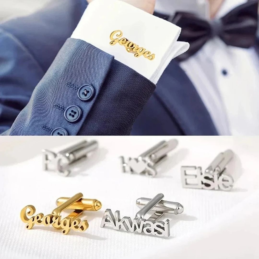 Custom Men's Shirt Cufflinks Personalized Name Cufflinks