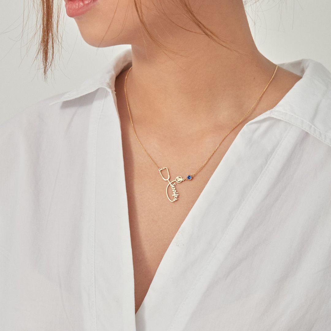 Custom Name Stethoscope Necklace