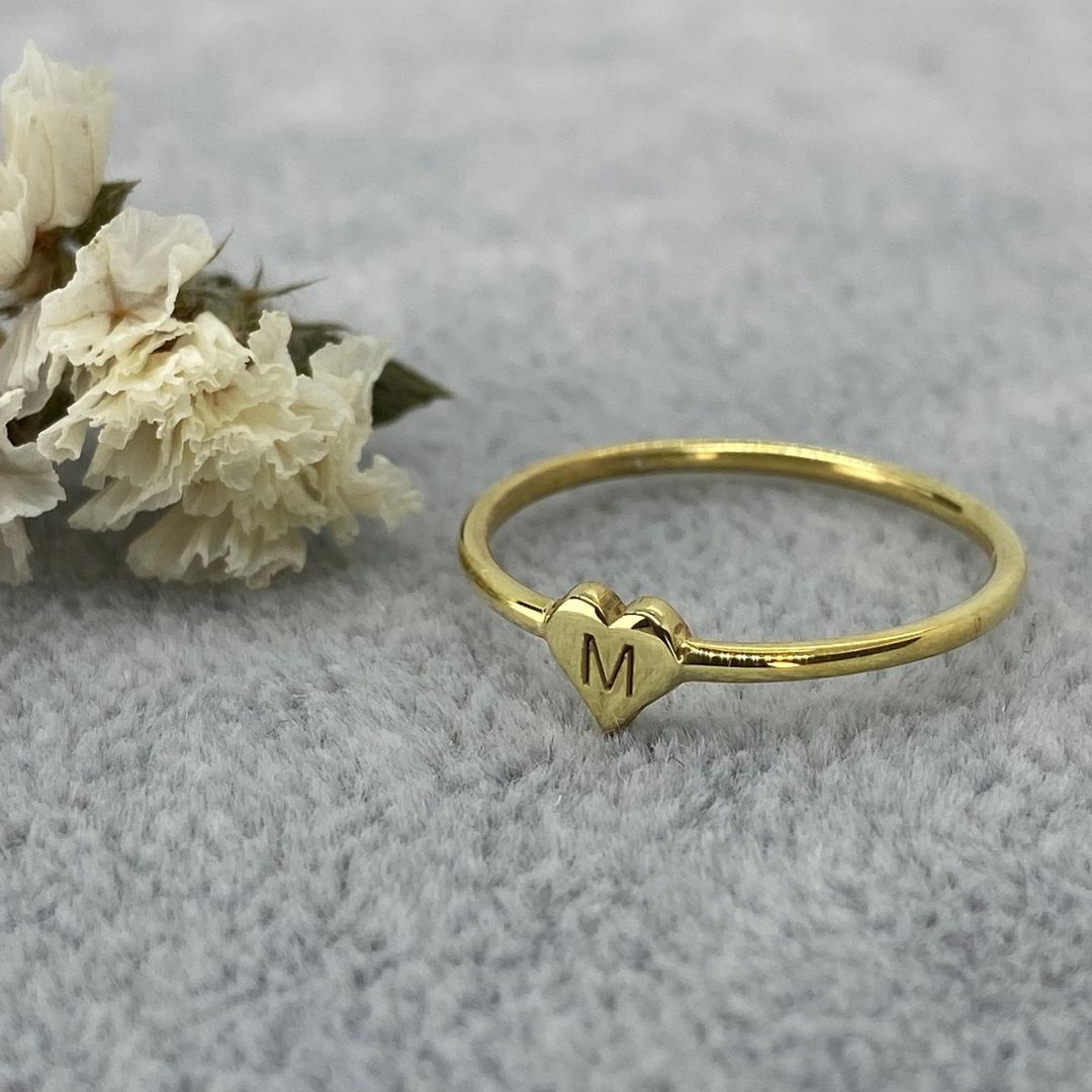 Custom Promise Heart Love Initial Ring