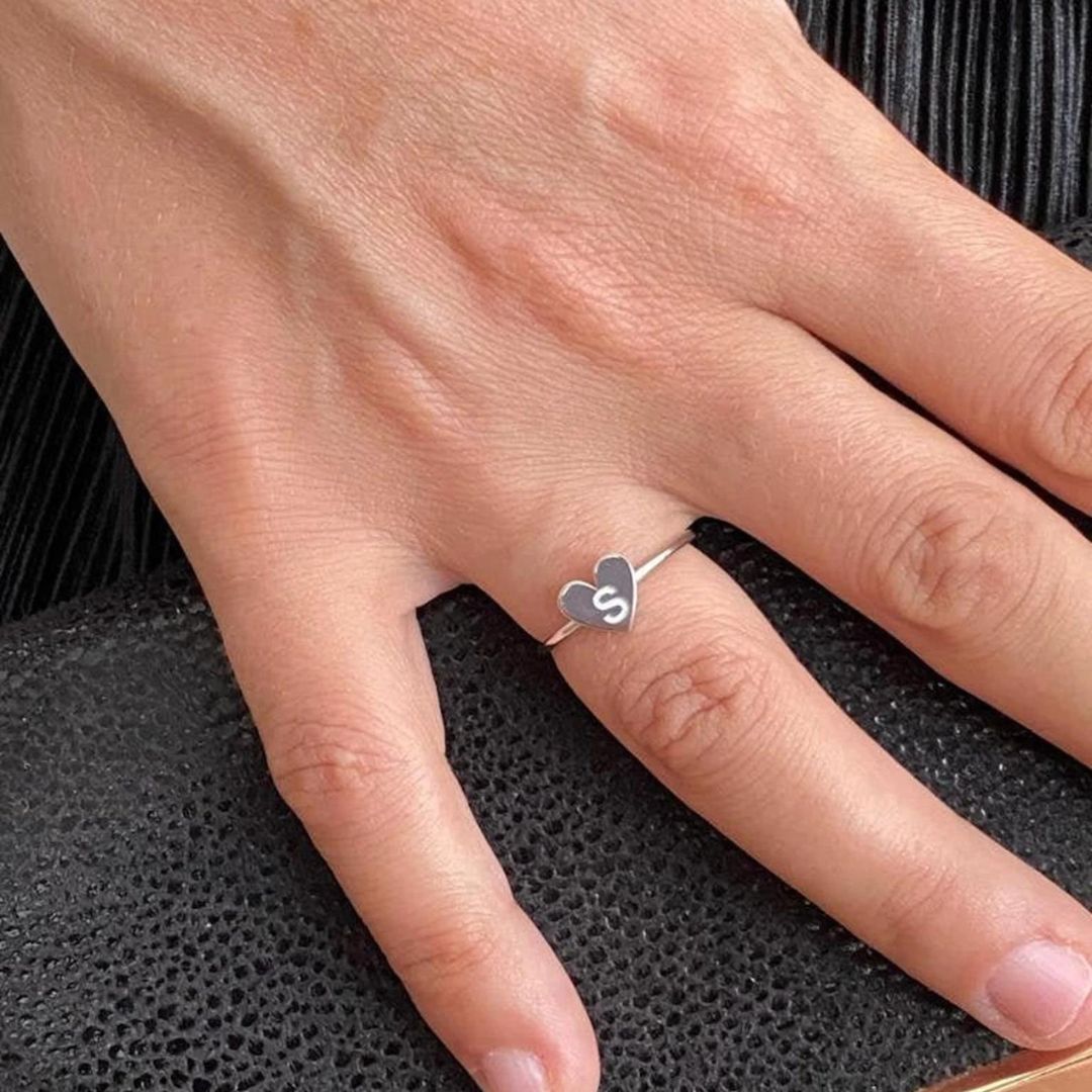 Custom Promise Heart Love Initial Ring