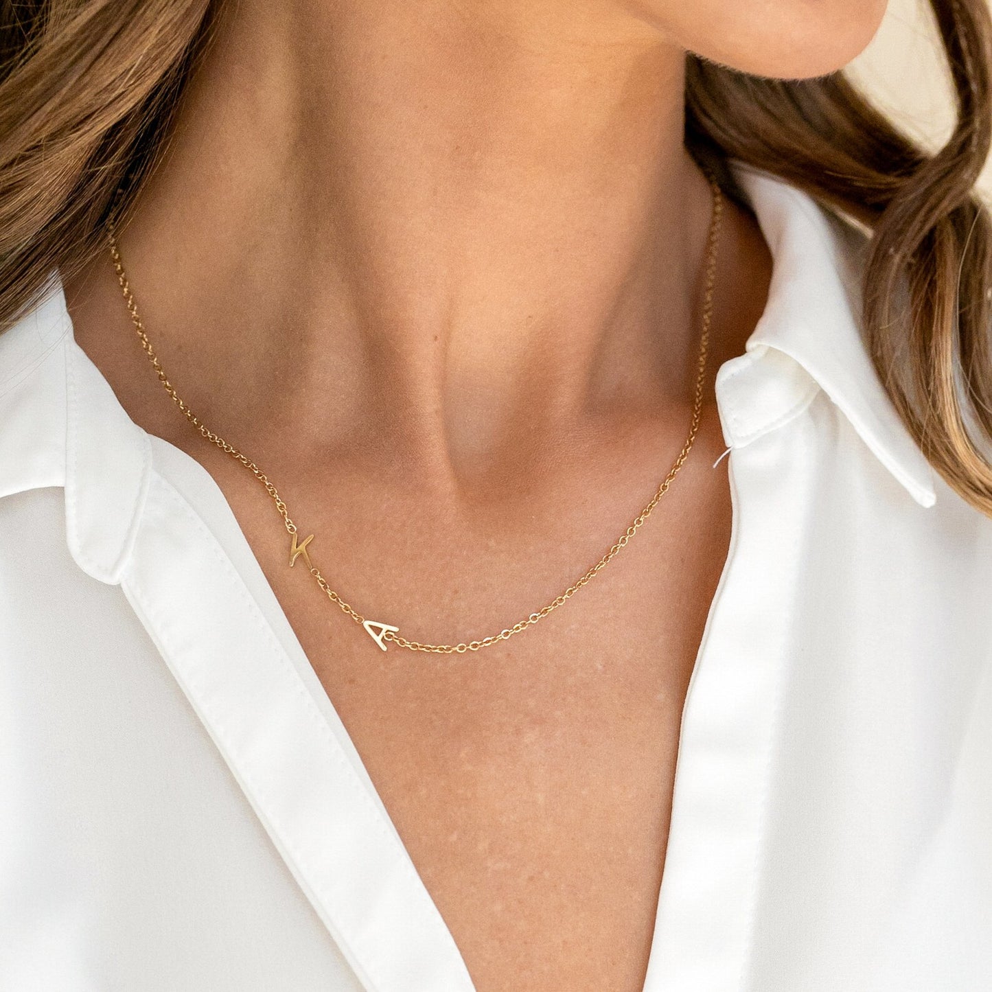 Custom Sideways Initial Necklace