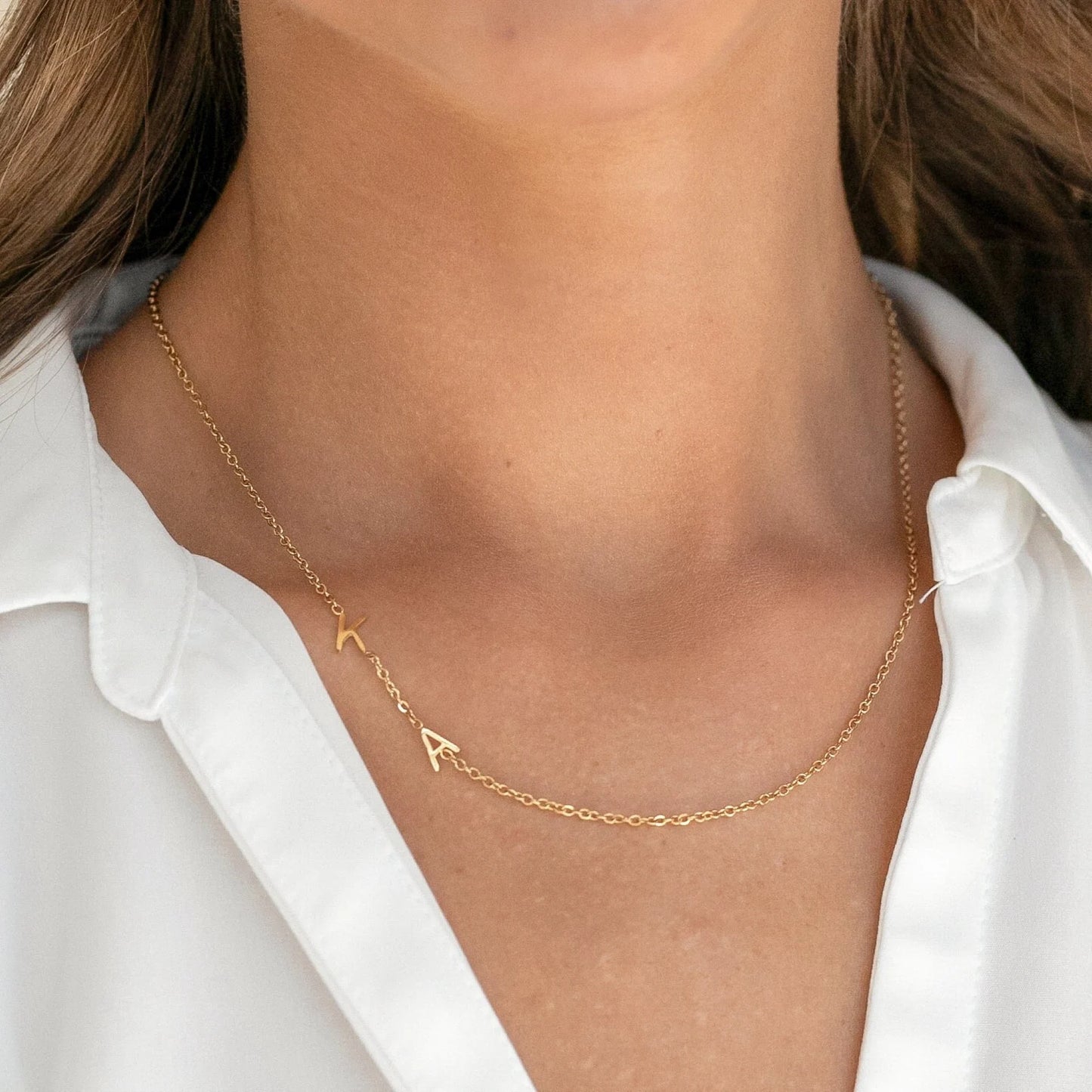 Custom Sideways Initial Necklace