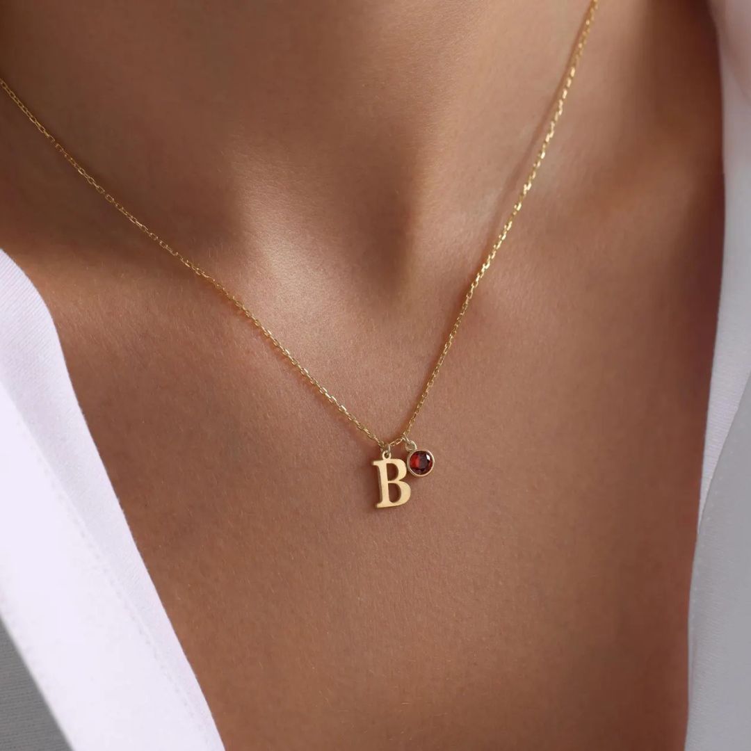 Custom Initial With Birthstone Necklace