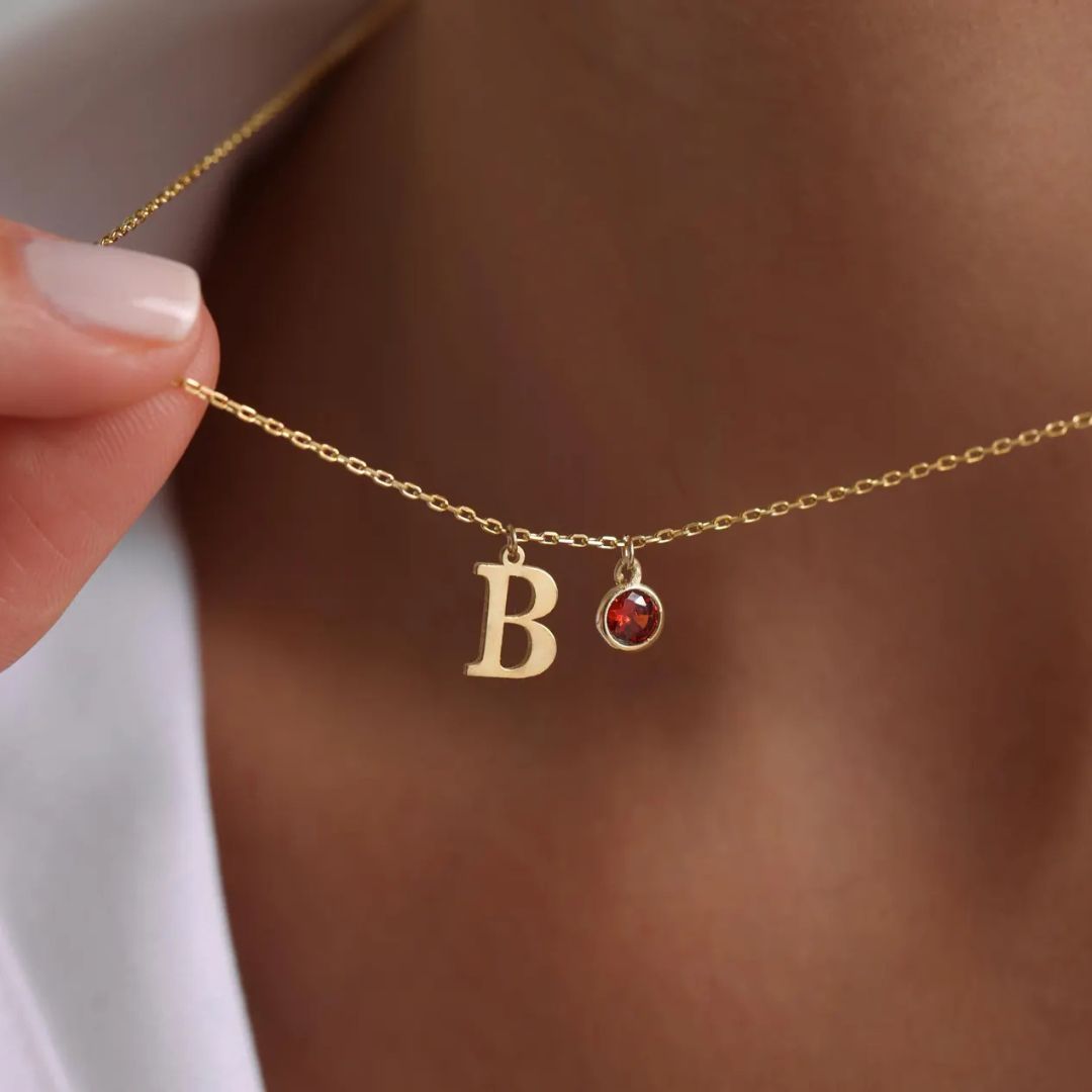 Custom Initial With Birthstone Necklace