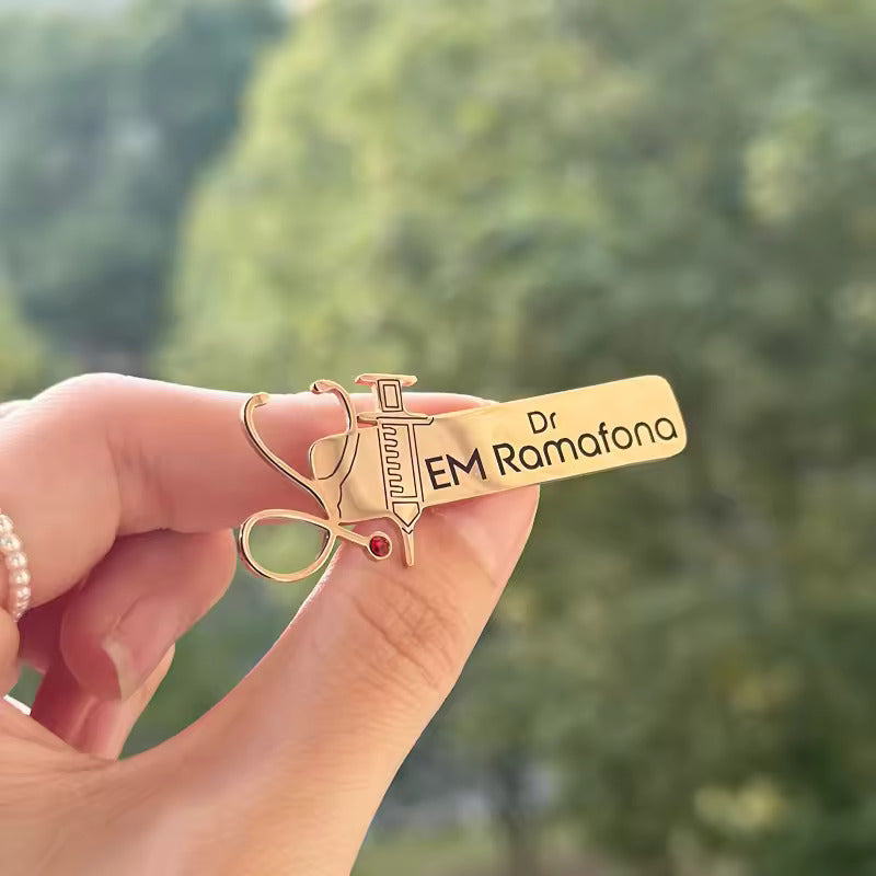 Custom Name Engraved Doctor Brooch
