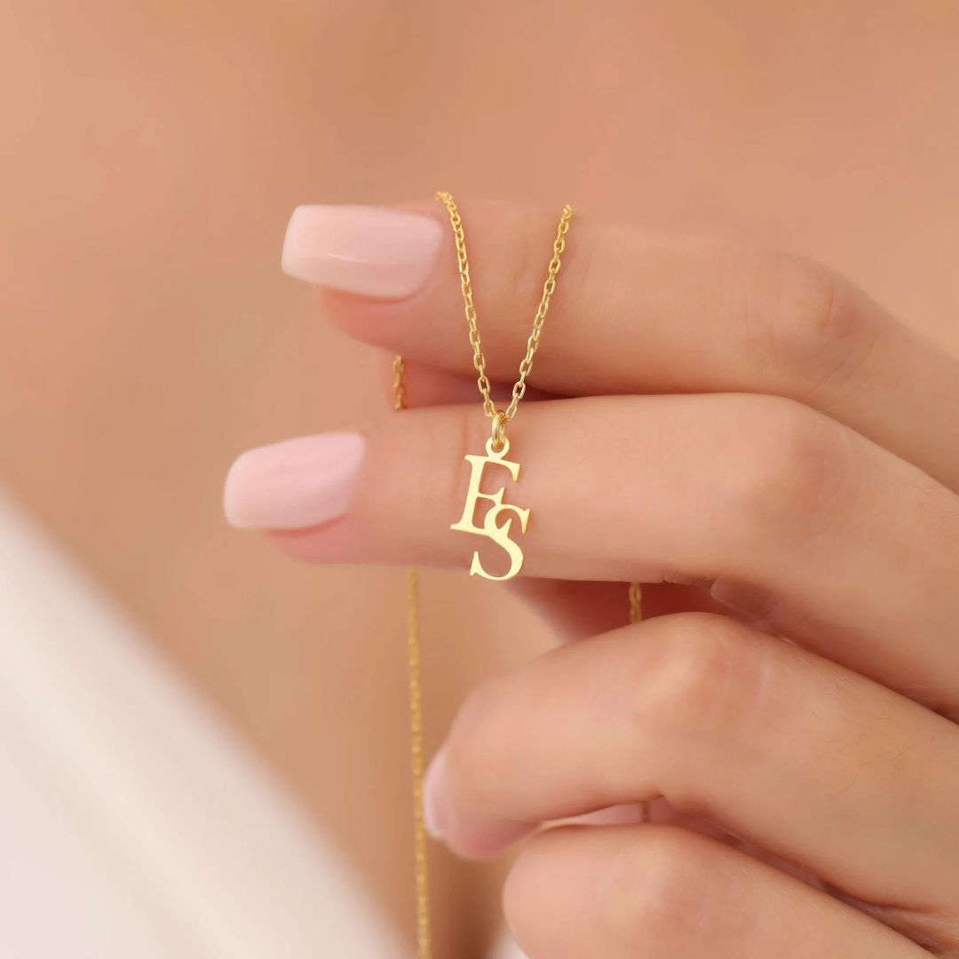 Customized Interlocking Letters Necklace, Two Initials Necklace