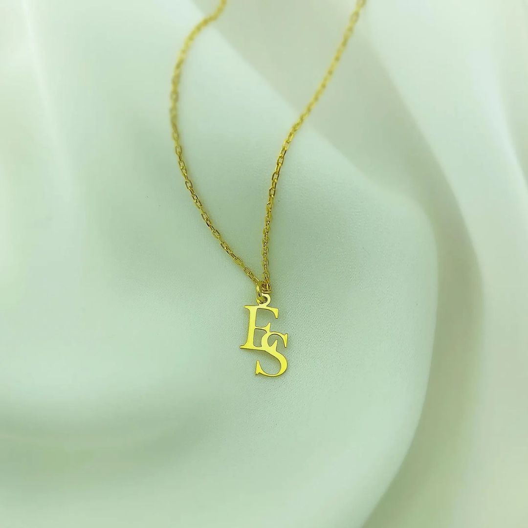 Customized Interlocking Letters Necklace, Two Initials Necklace
