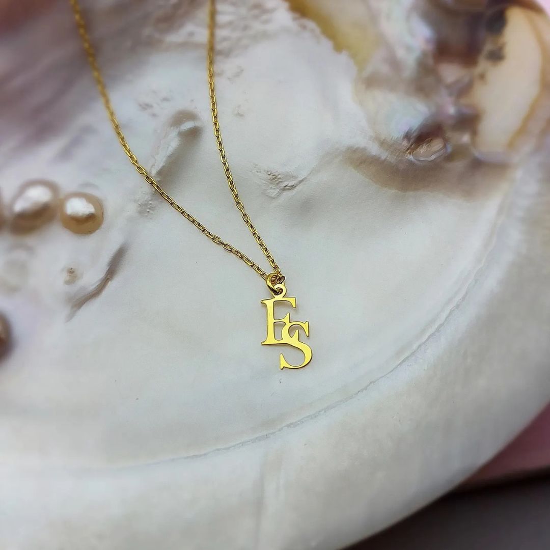 Customized Interlocking Letters Necklace, Two Initials Necklace