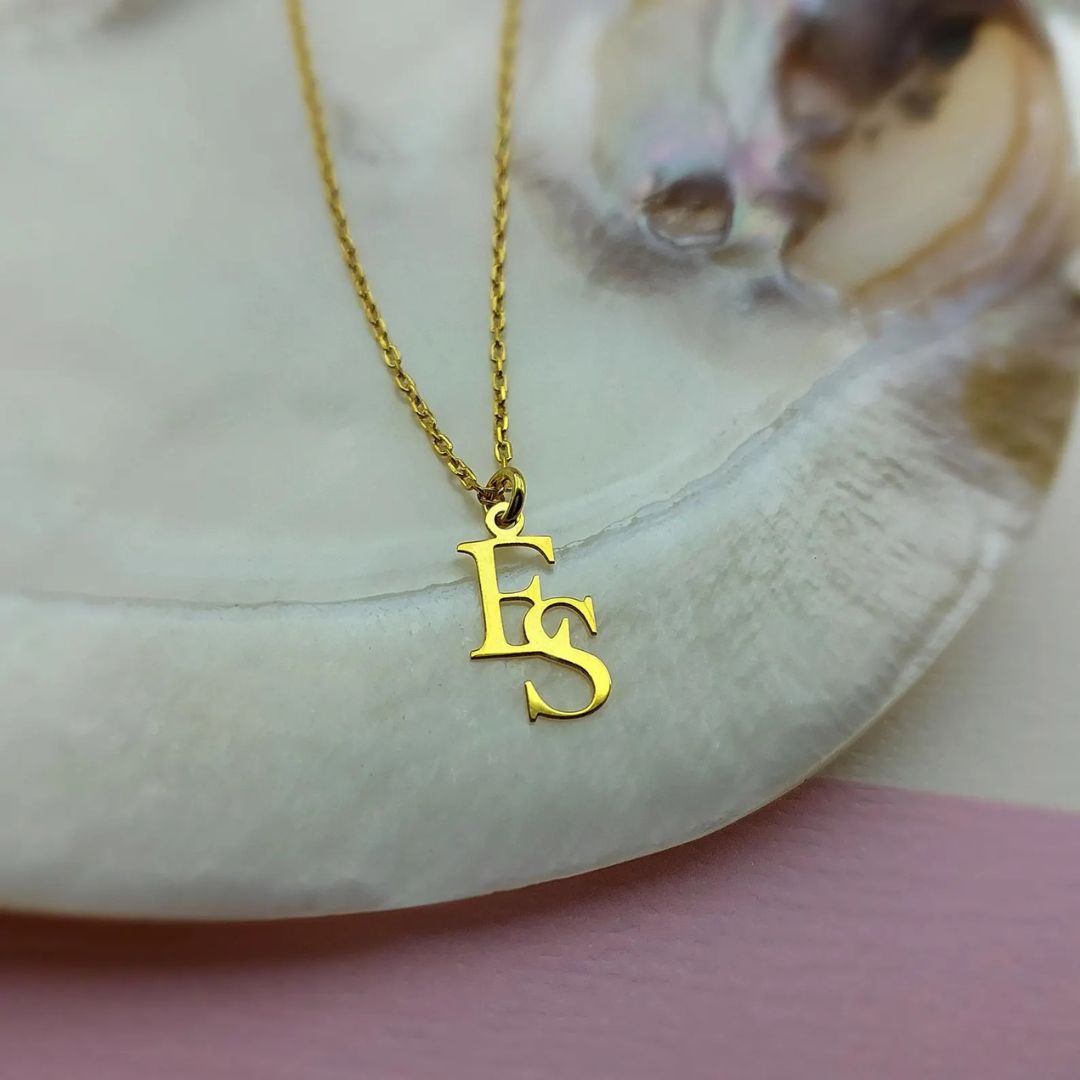 Customized Interlocking Letters Necklace, Two Initials Necklace