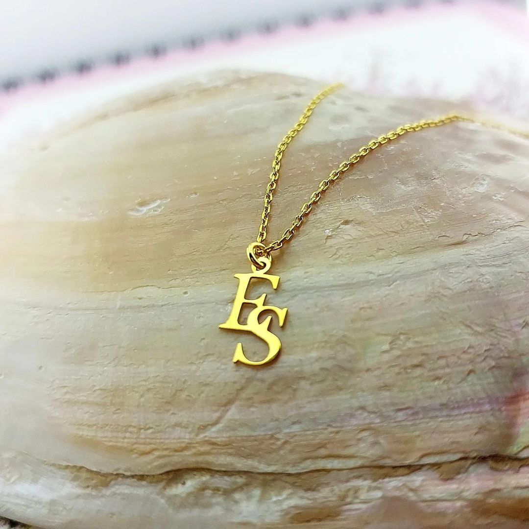 Customized Interlocking Letters Necklace, Two Initials Necklace