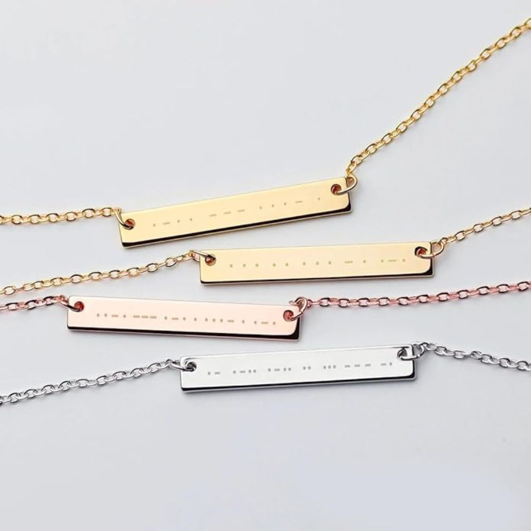 Customized Morse Code Bar Necklace