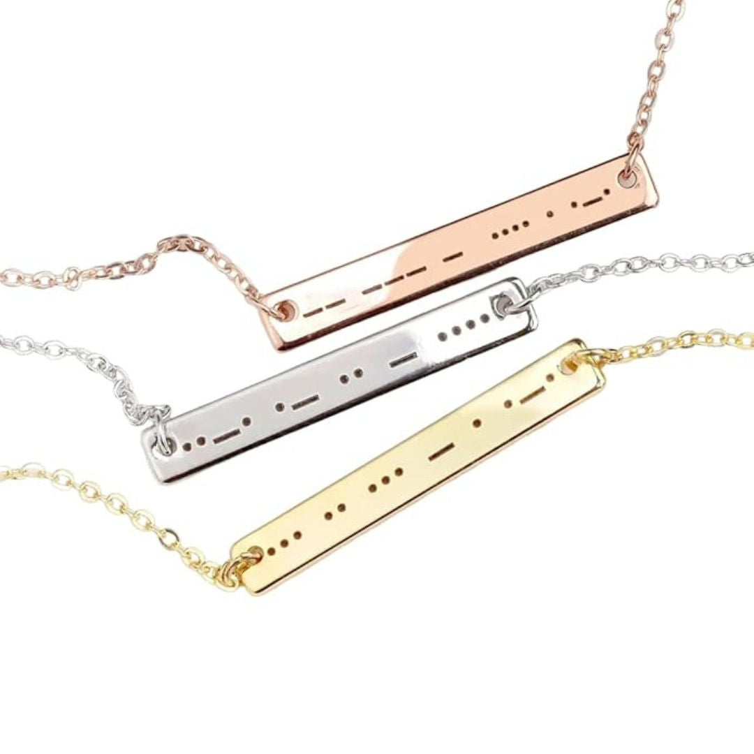 Customized Morse Code Bar Necklace