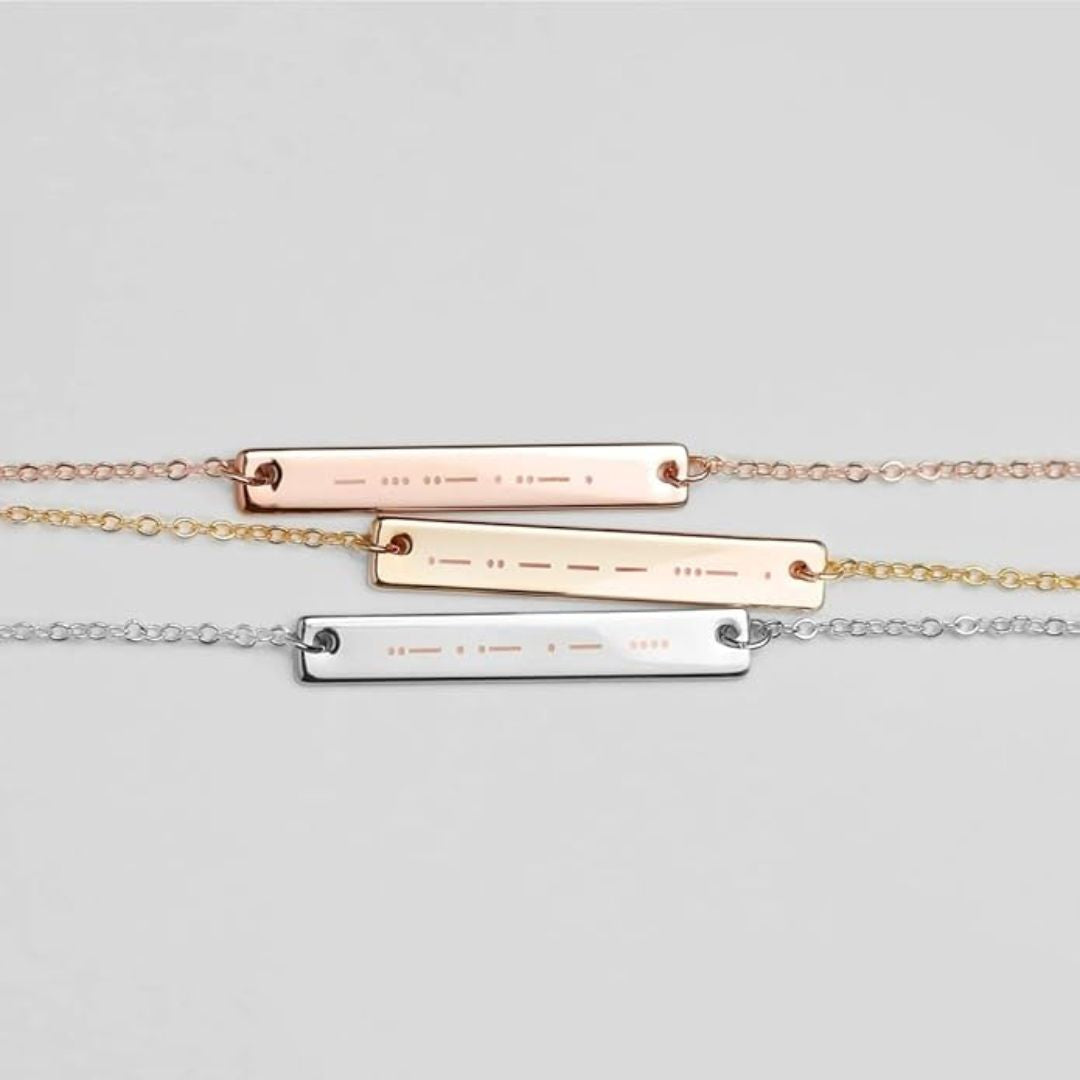 Customized Morse Code Bar Necklace