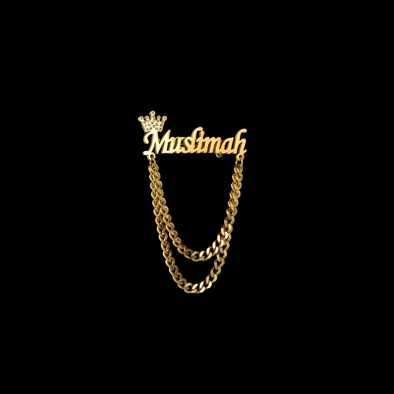 Customized Name Crown Chain Brooch