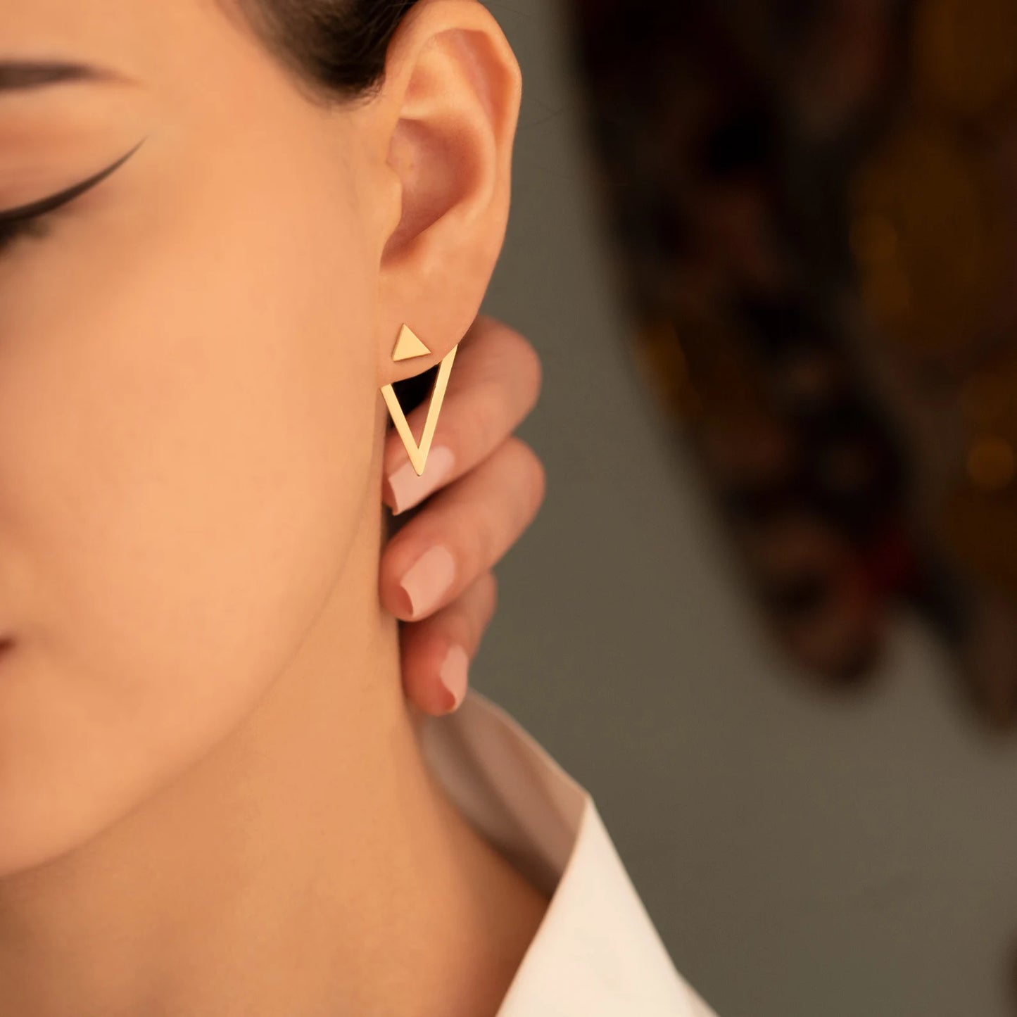 Minimalist Ear Jacket Earrings- Triangle Unique Earring