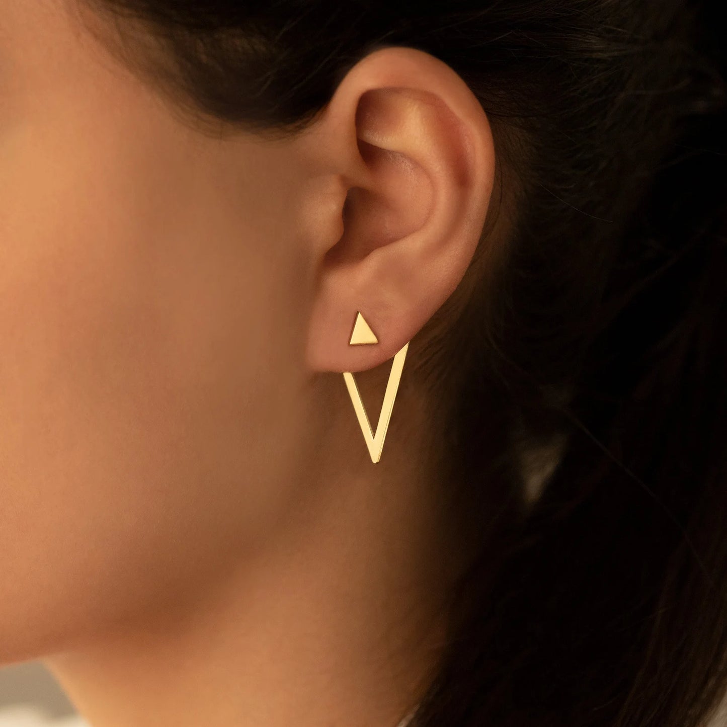 Minimalist Ear Jacket Earrings- Triangle Unique Earring