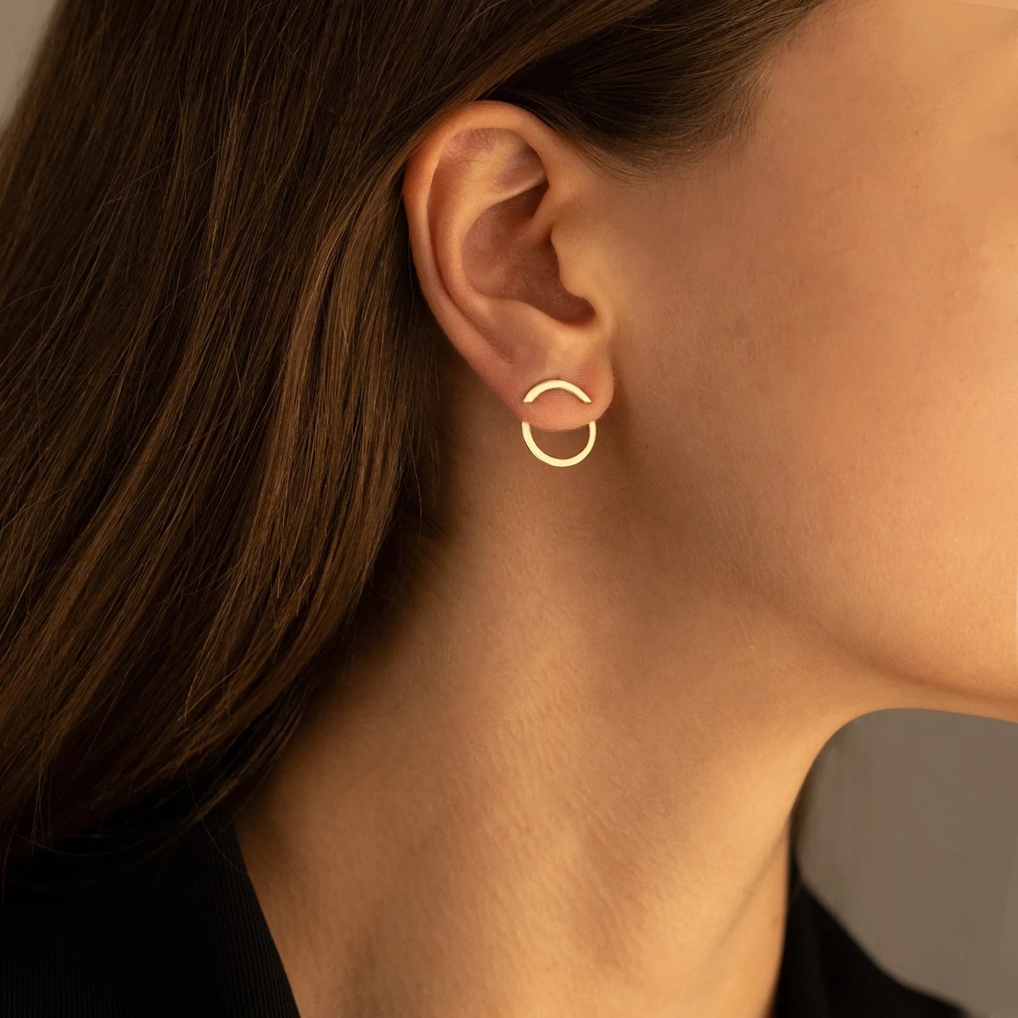Ear Jacket Round Earrings | Modern Jewllery