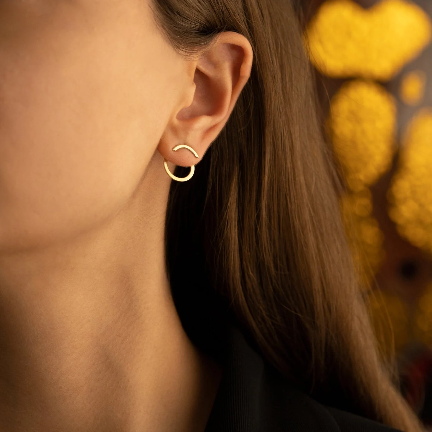 Ear Jacket Round Earrings | Modern Jewllery
