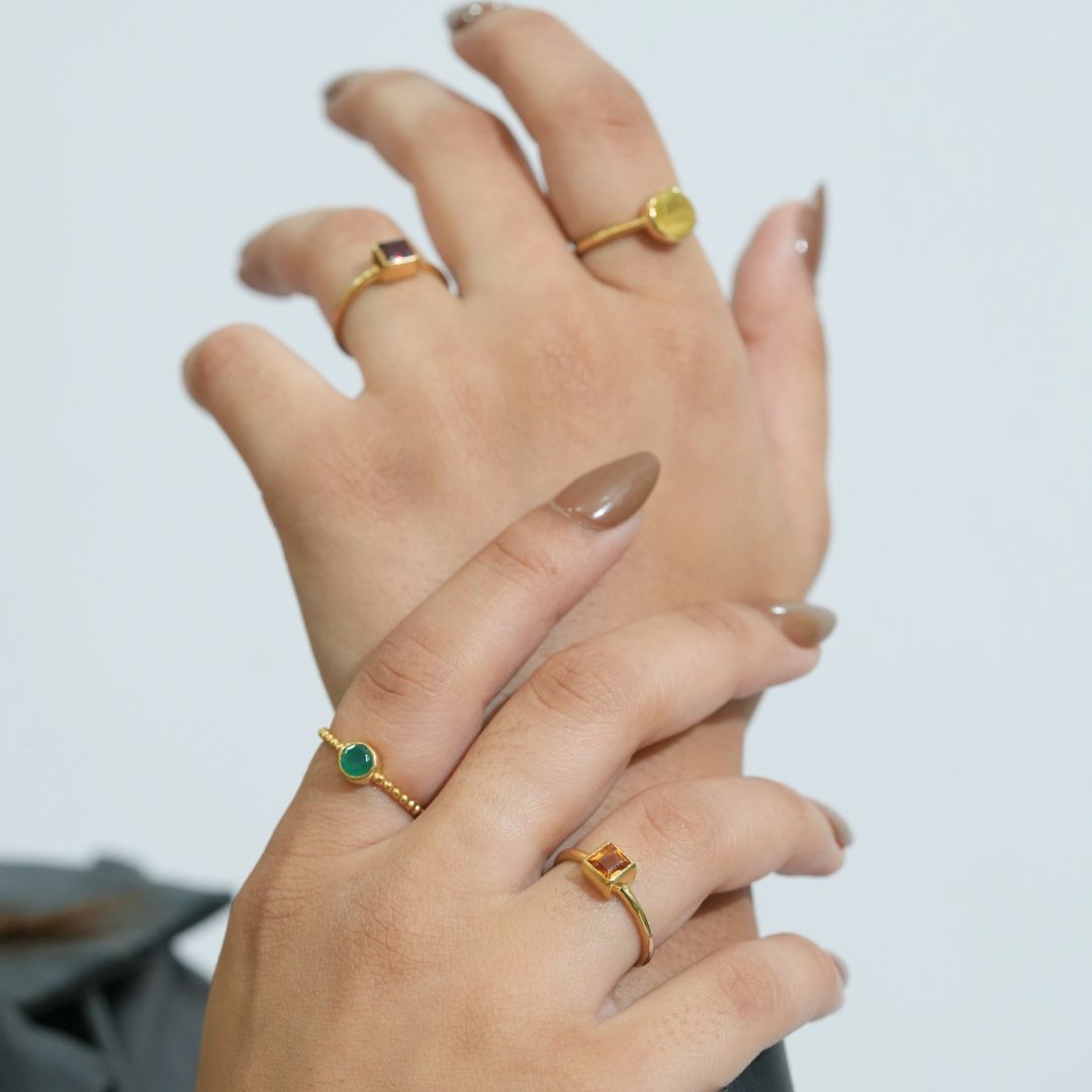 Emerald Glow Beaded Ring