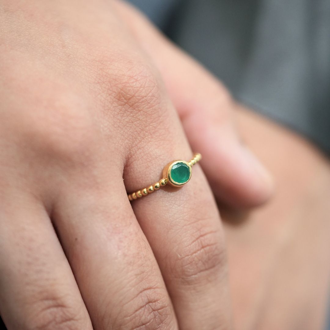 Emerald Glow Beaded Ring