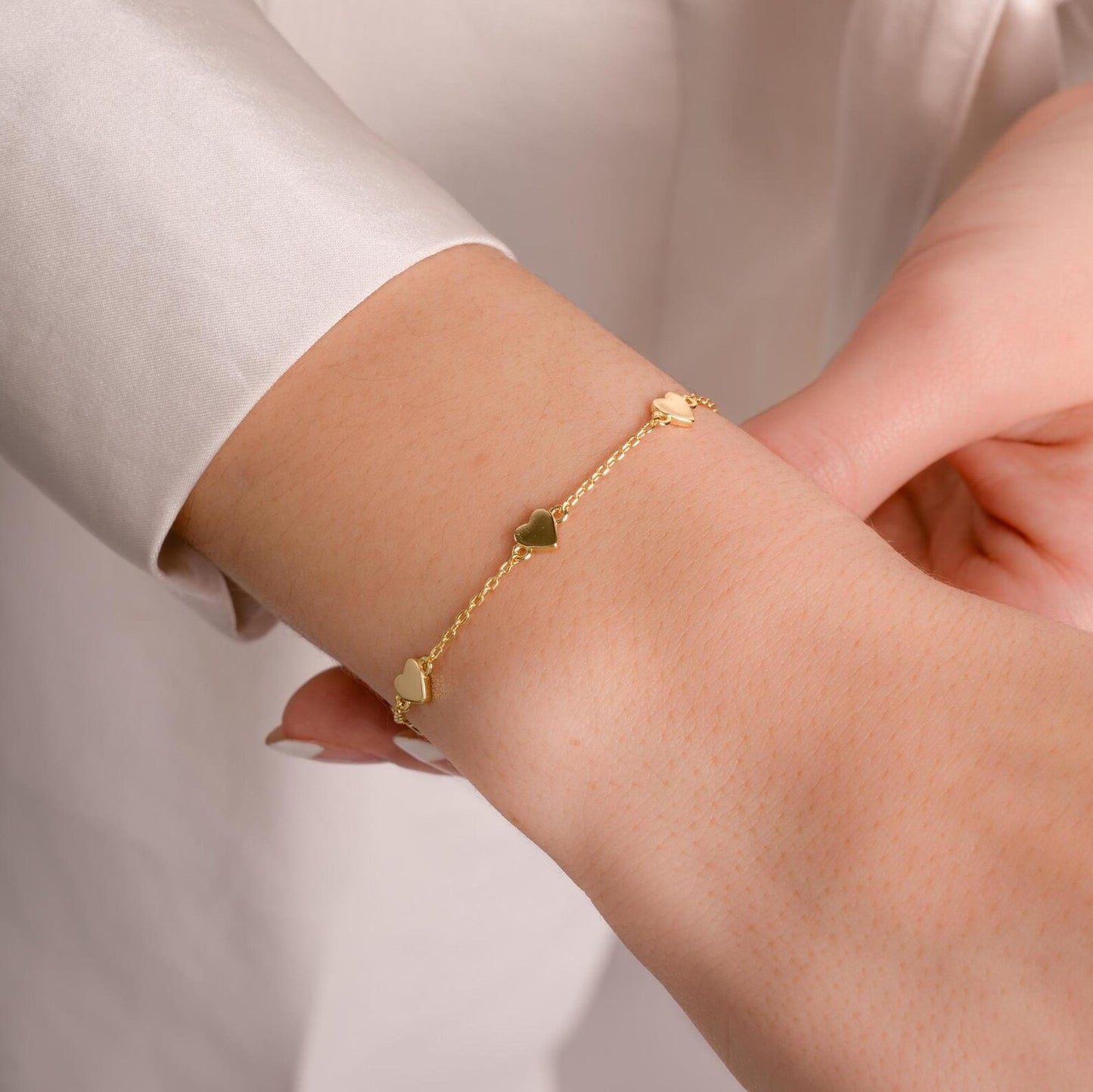 Heart Bracelet, Love Bracelet, Gold Charm Bracelet