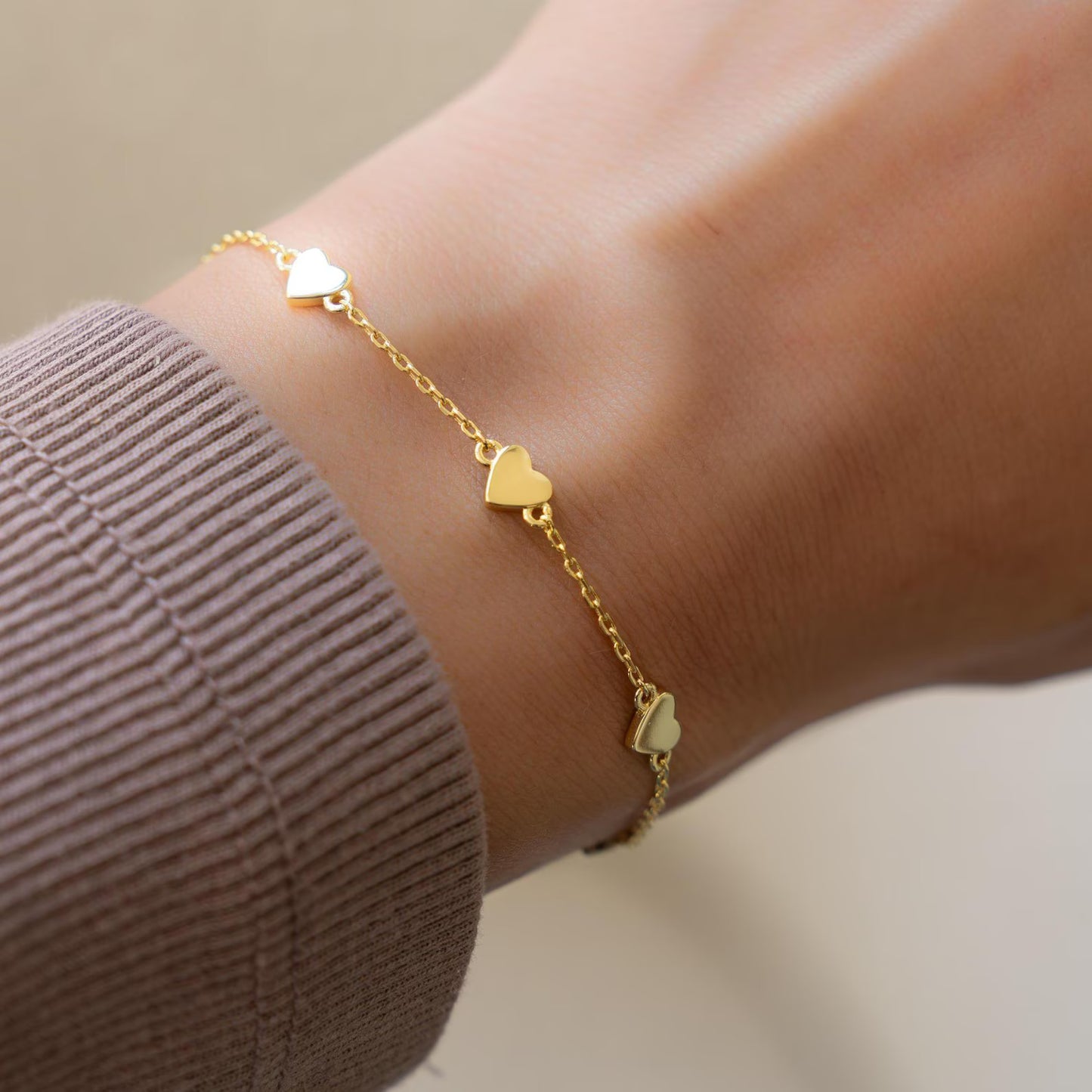 Heart Bracelet, Love Bracelet, Gold Charm Bracelet