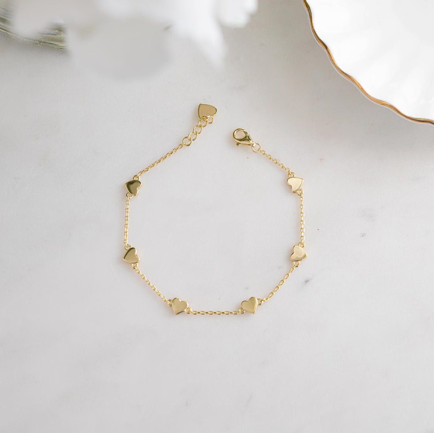 Heart Bracelet, Love Bracelet, Gold Charm Bracelet